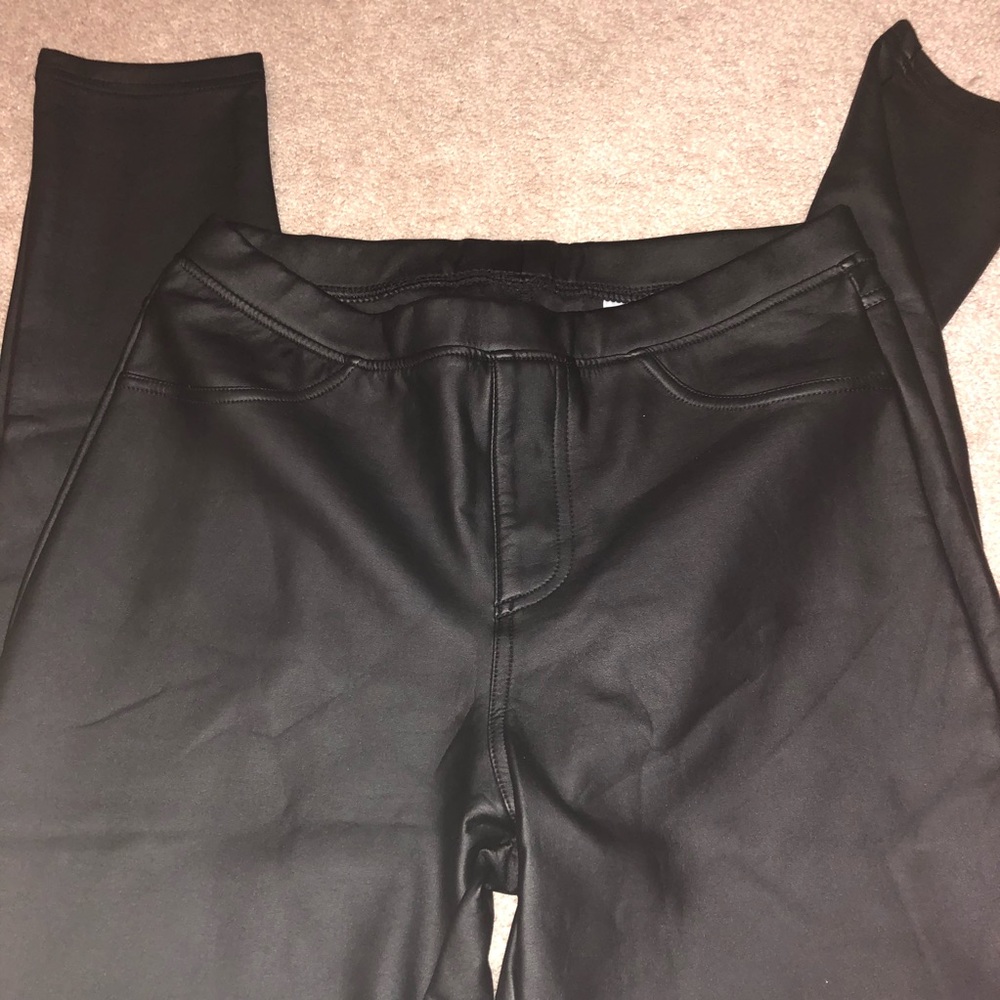 Black leather leggings